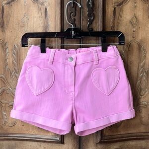 NWT! J.Crew Crewcuts Heart Pocket Kids Girls Pink Elastic Waist Denim Shorts 12